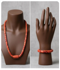 Authentic Coral Bead Necklace & Bangle Set