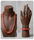 Authentic Coral Bead Necklace & Bangle Set