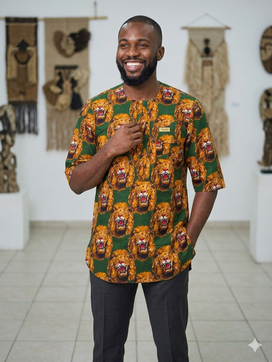 Green Lion Head Isiagu Top – Regular Length