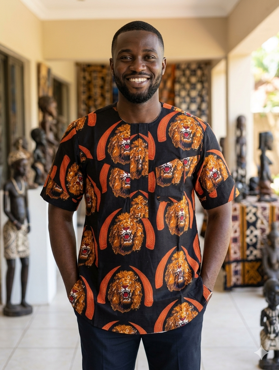Lion Print Isiagu Top - Front View 2