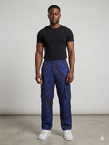 Ankara Navy Blue Swirl Wave Men's Cargo Pants