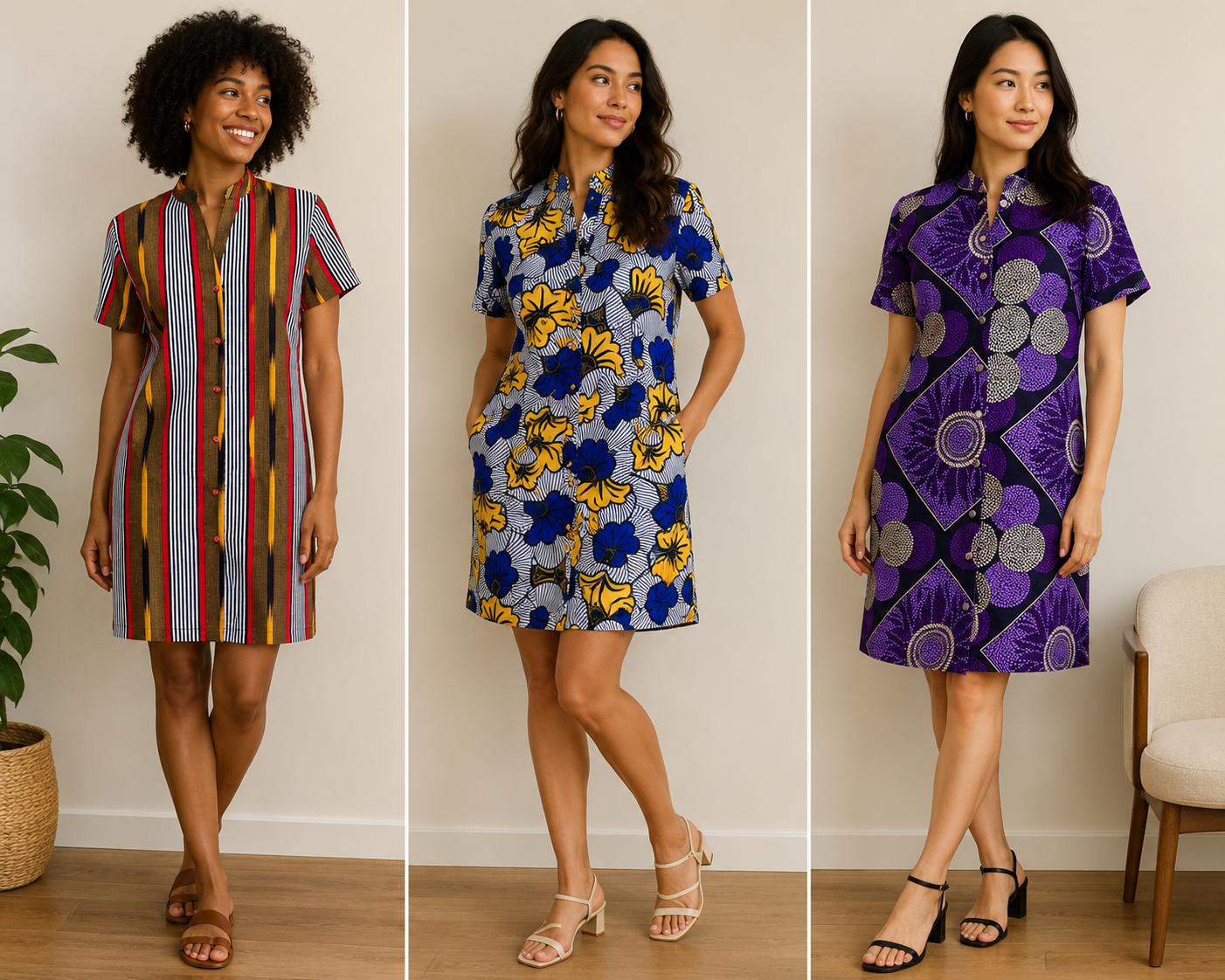 Button-Down Ankara Shirt Dress