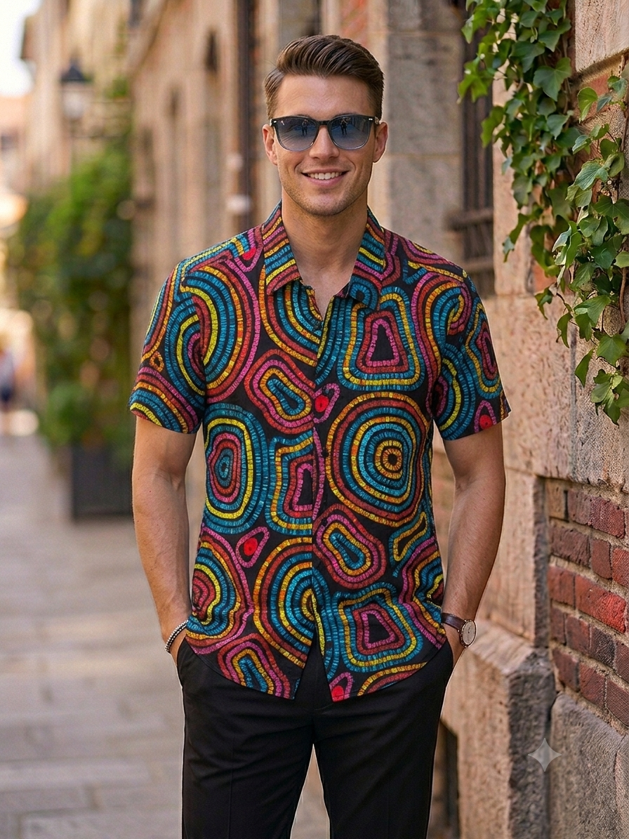 Ankara Swirl Multicolor Short-Sleeve Shirt