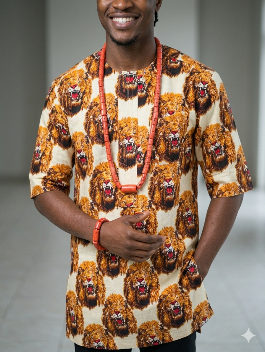 Cream Lion Head Isiagu Top – Regular Length