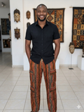 Ankara Burnt Orange Vertical Stripe Men's Cargo Pants