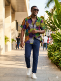 Ankara Mosaic Circle Print Short-Sleeve Shirt