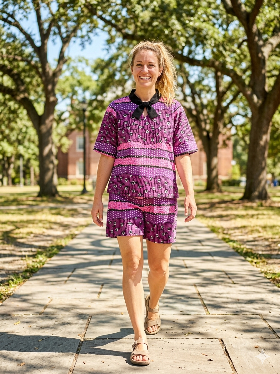 Ankara Floral Neck Tie Women's Shorts and Top Set