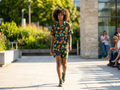 Ankara Dark Green Tropical Palm Leaf Women's Shorts and Top Set