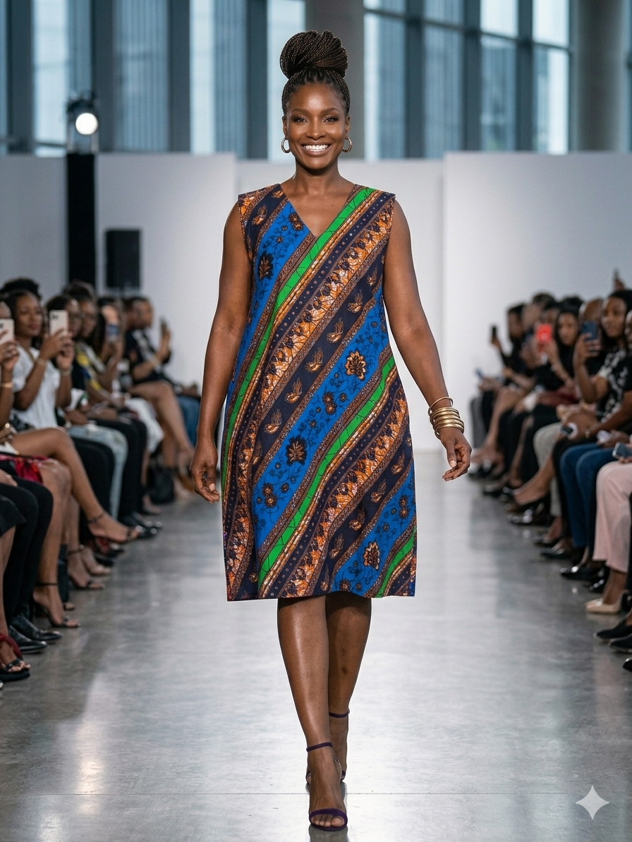 Ankara Diagonal Stripe Sleeveless Summer Dress