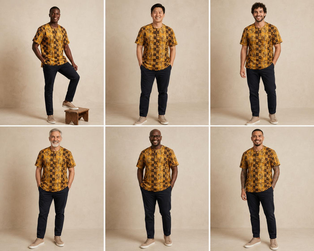 Men's Gold Block Print Short Sleeve Senator Top