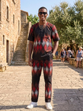 Men's Red & Black Diamond Print Senator Set