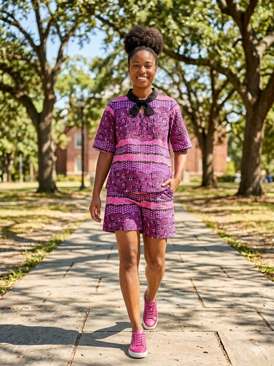 Ankara Floral Neck Tie Women's Shorts and Top Set