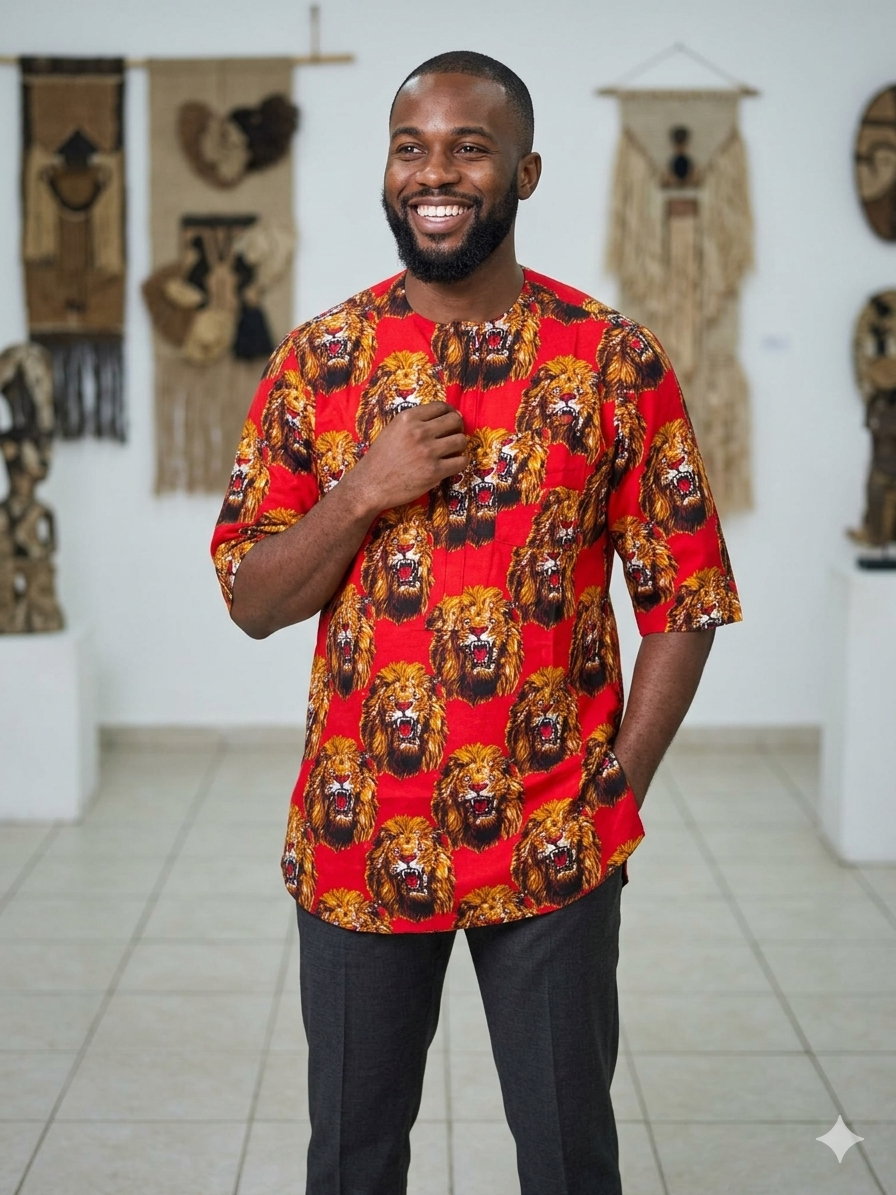 Red Lion Head Isiagu Top – Regular Length