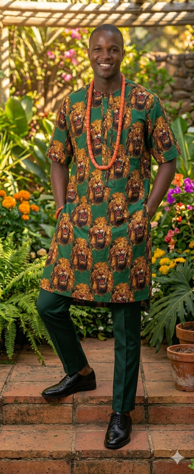 Green Lion Head Isiagu Top – Long Length