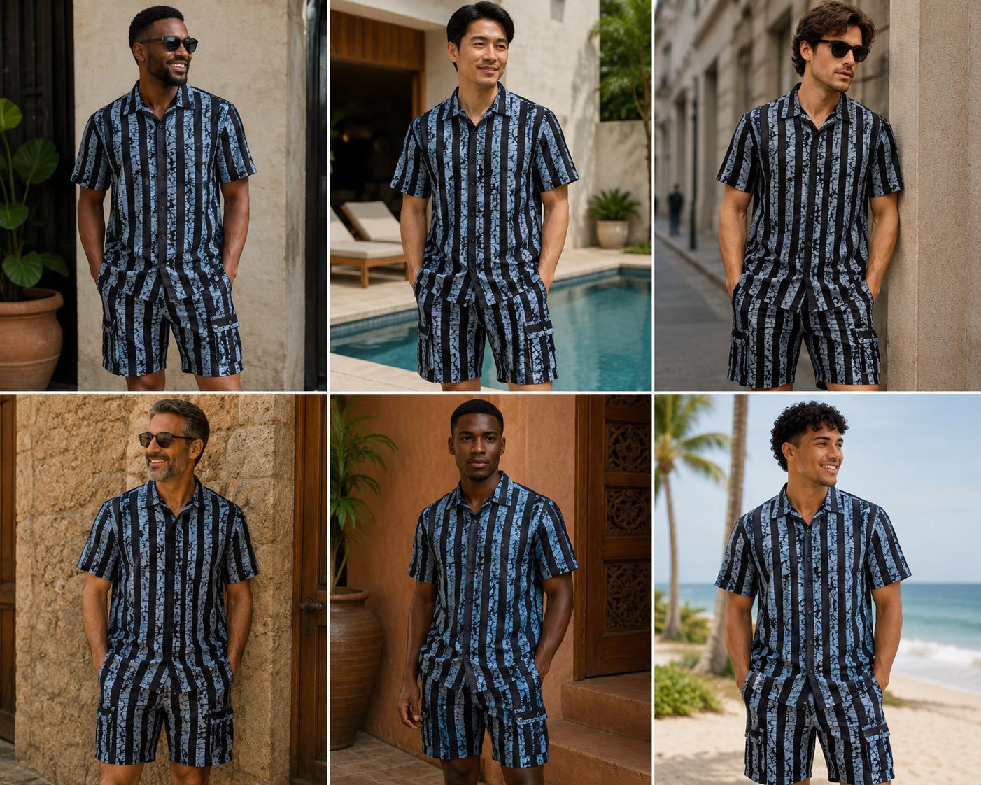 Men's Geometric Print Ankara Short Set