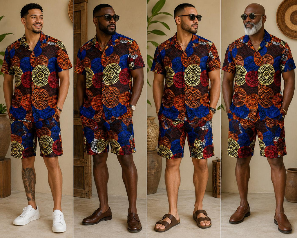 Men's Multicolor Mandala Print Ankara Short Set