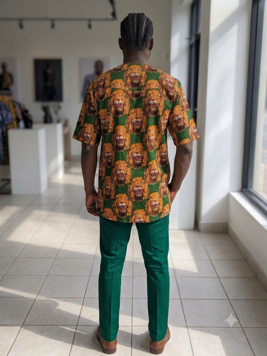 Green Lion Head Isiagu Top – Regular Length