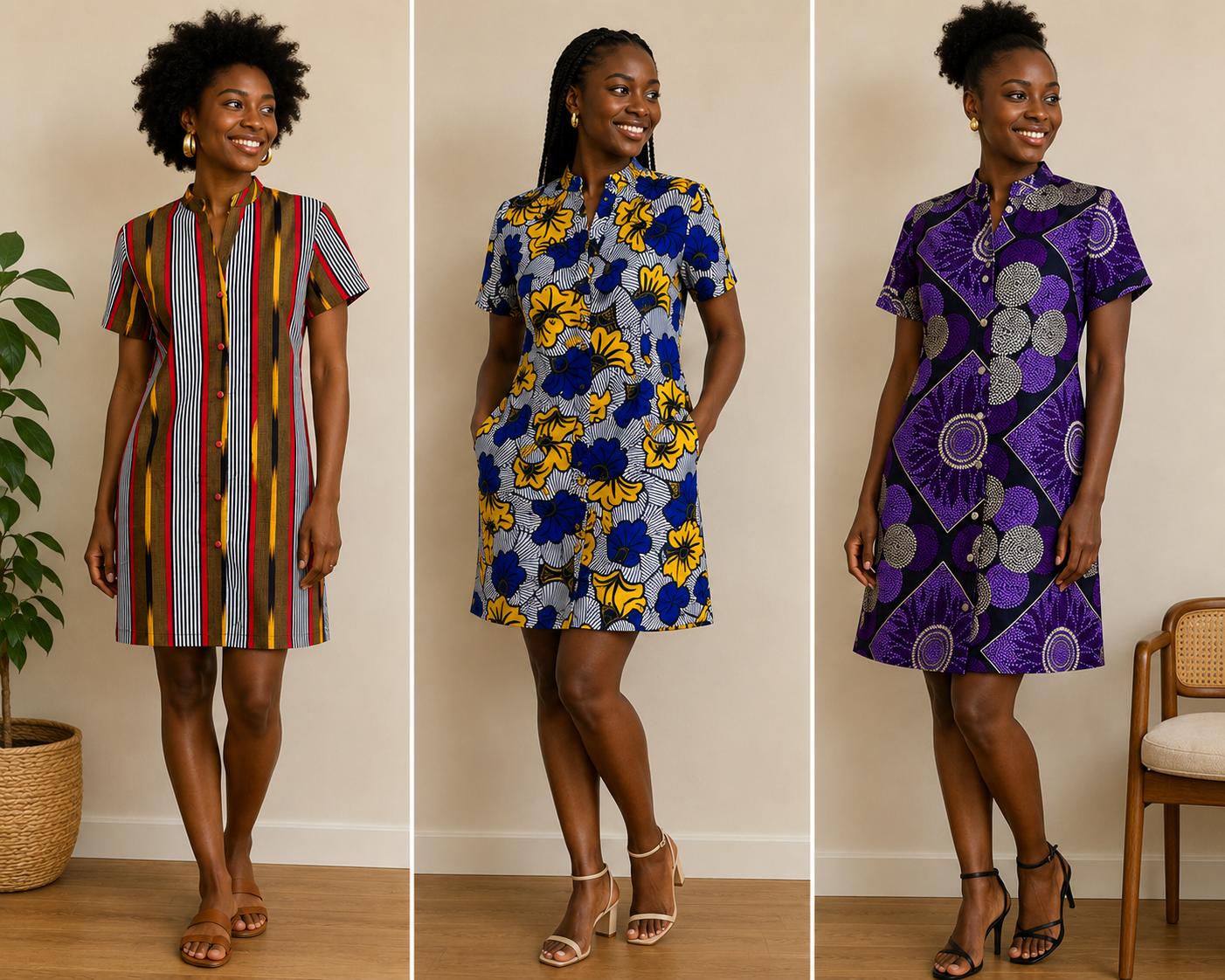 Button-Down Ankara Shirt Dress
