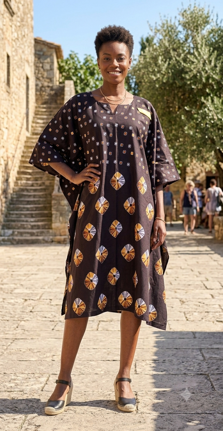 Geometric Medallion Ankara kaftan Dress