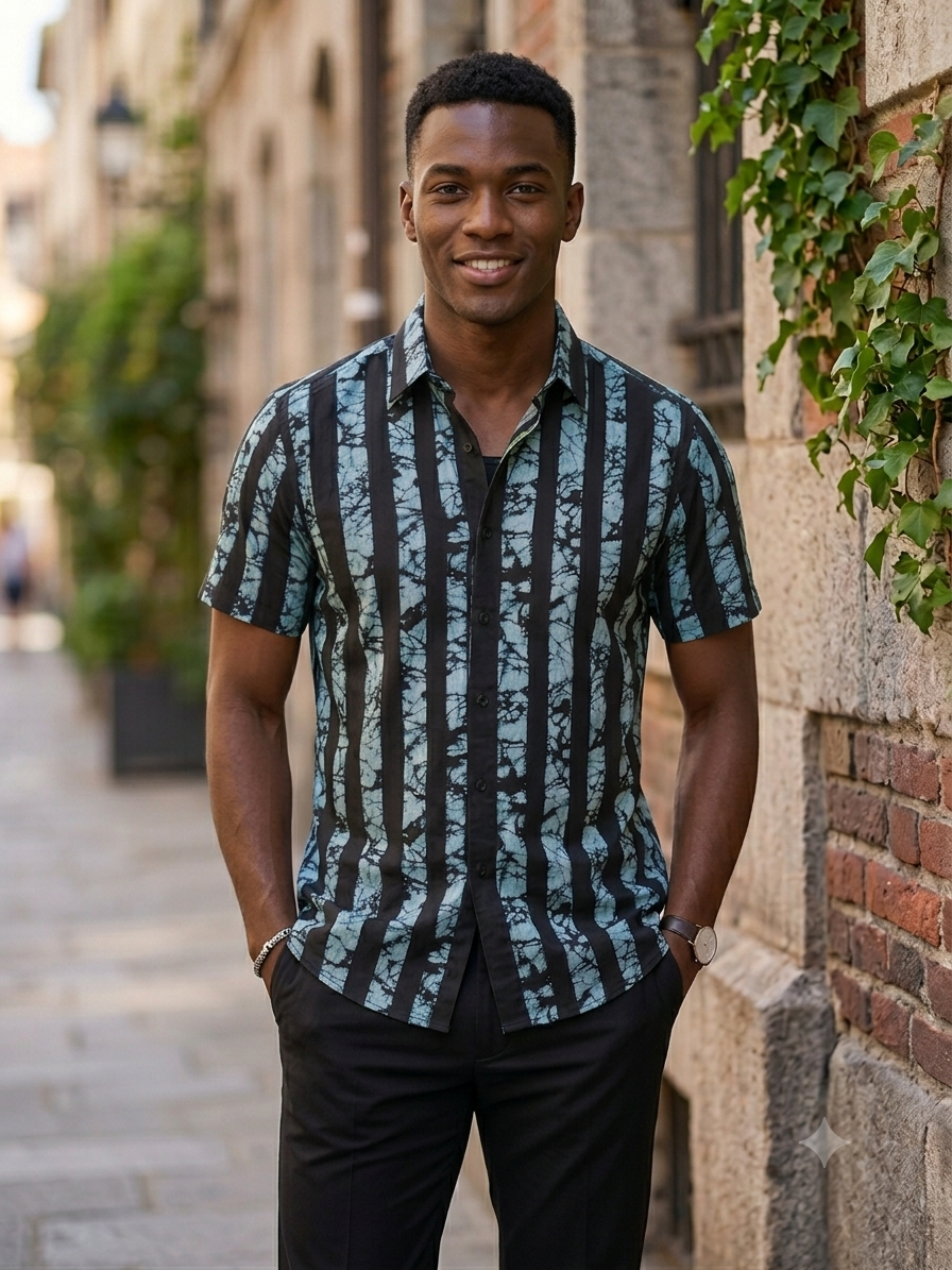 Men's Stripe Short-Sleeve Shirt