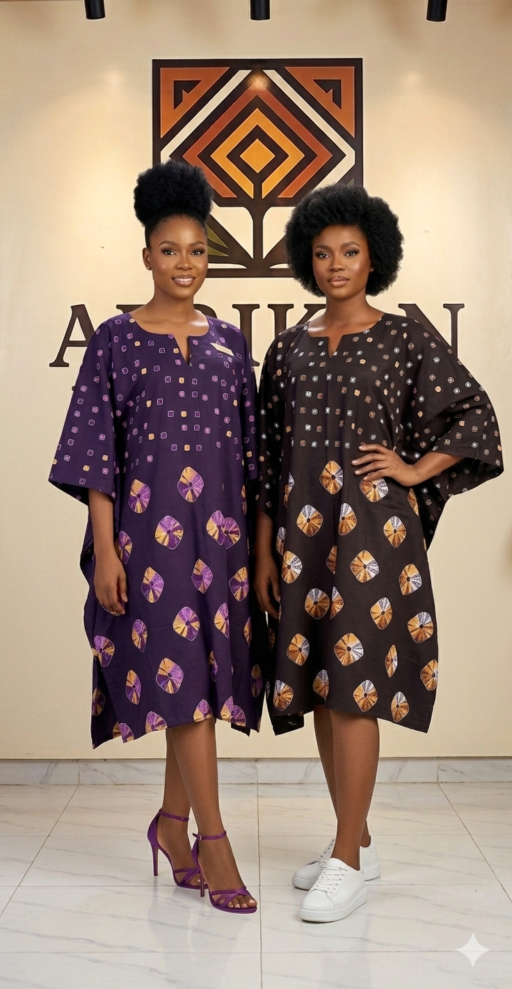 Geometric Medallion Ankara kaftan Dress