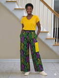 Women's Tropical Leaf Print Wide-Leg Cargo Pants