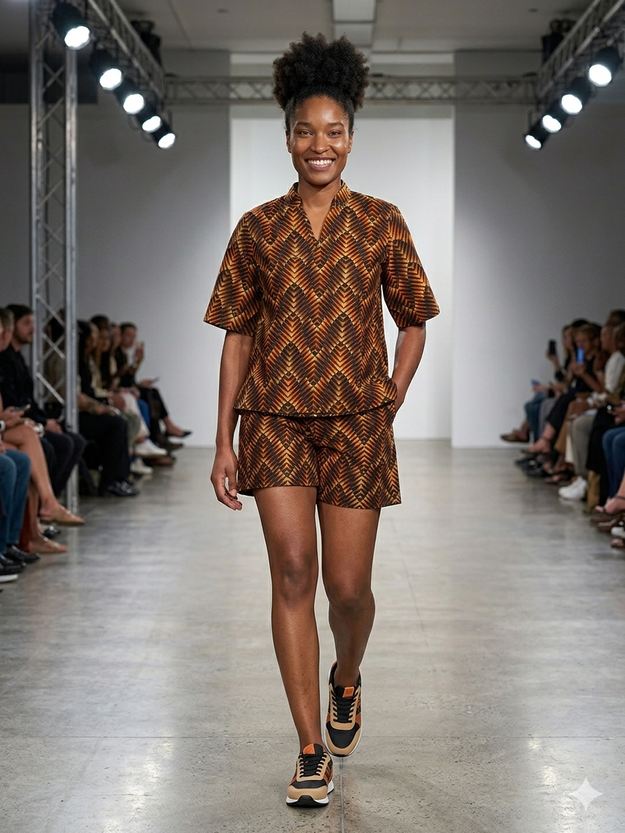 Ankara Chevron Diamond Print Women's Shorts and Top Set