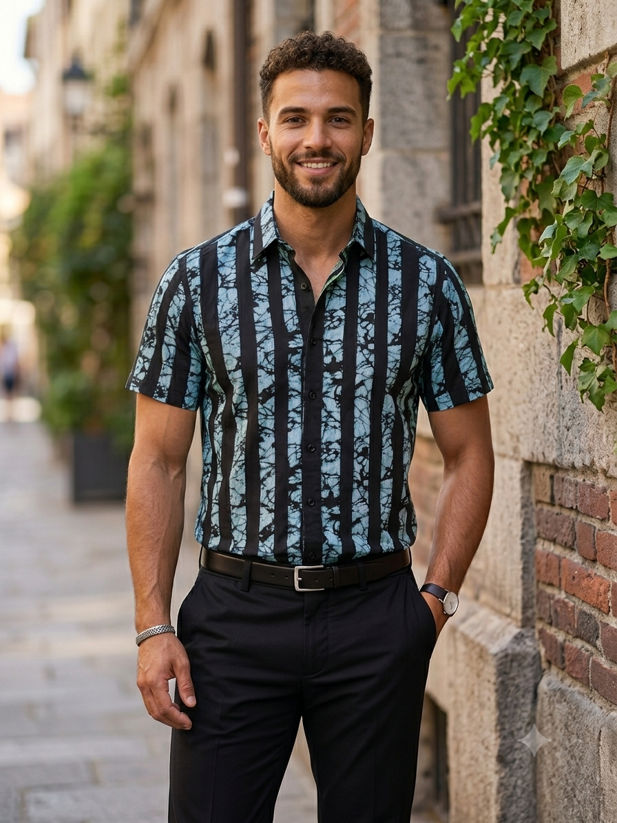 Men's Stripe Short-Sleeve Shirt