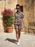 Ankara Crimson Hibiscus Print Women's Shorts and Top Set
