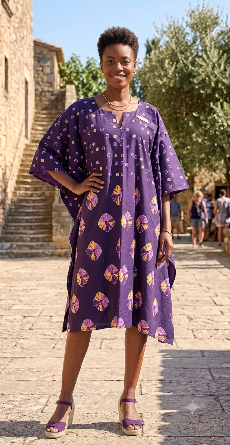 Geometric Medallion Ankara kaftan Dress