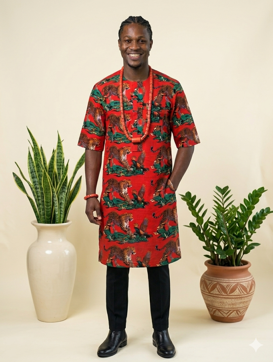 Red Leopard Print Isiagu Top – Long Length