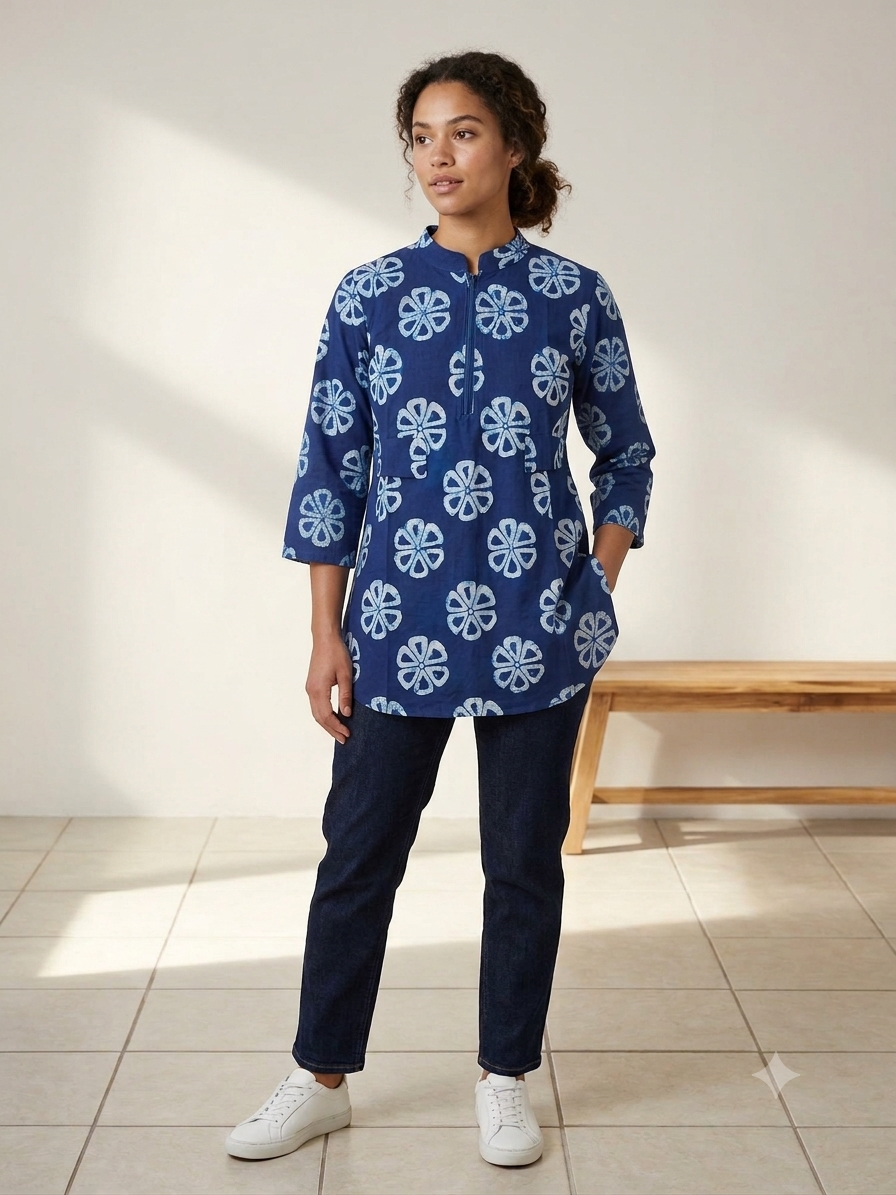Ankara Floral Tunic Top