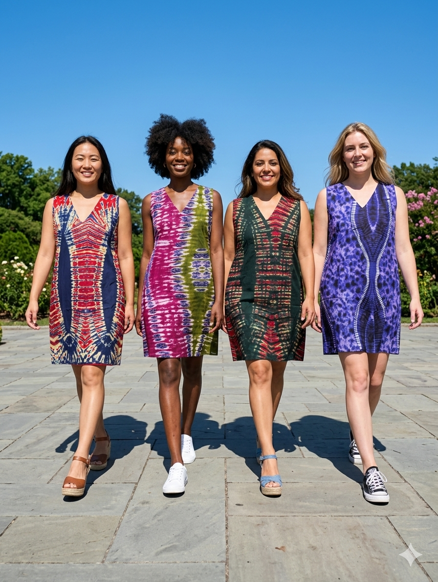 Adire Tie-Dye Sleeveless Mini Dress